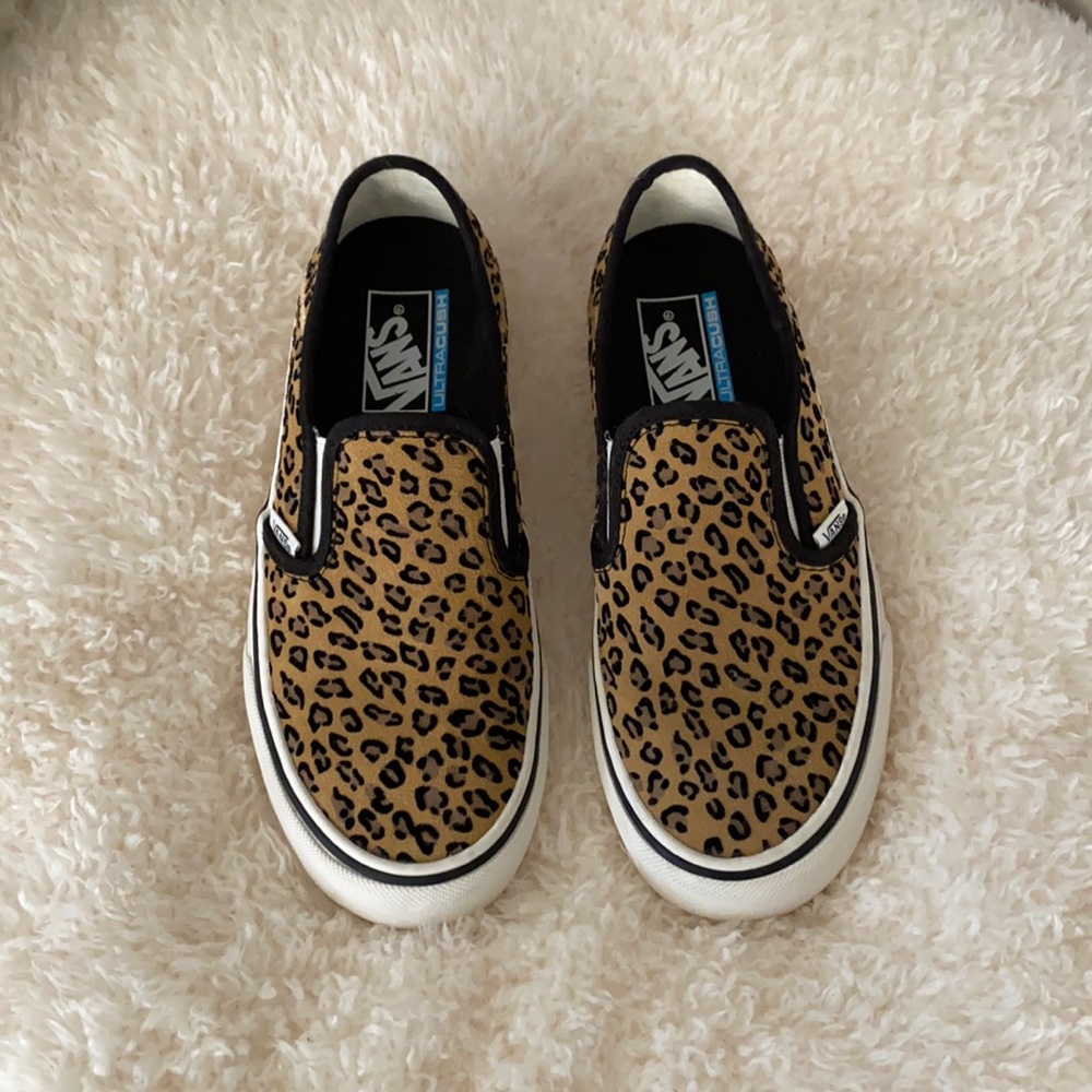 Vans leopard print slip ons size 7.5